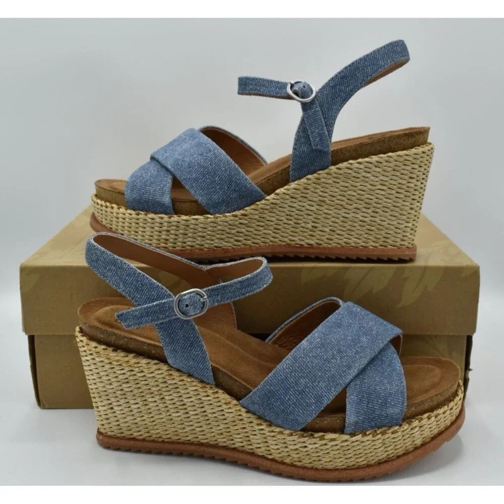 Sofft Womens Size 11 Diana Blue Chambray Denim Espadrille Open Toe Sandals Shoes